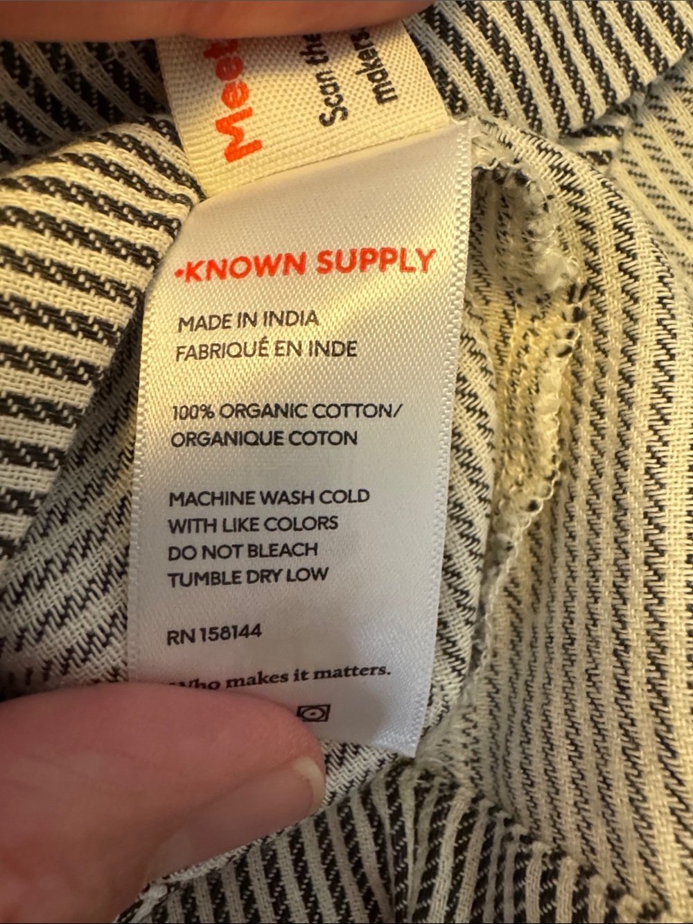 Known Supply Black & White Striped Cropped Tank Top Organic Cotton L - Picture 8 of 8